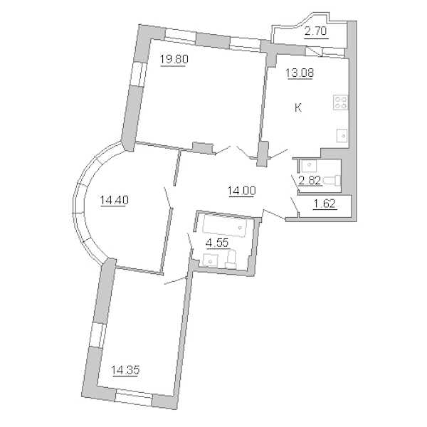 Трехкомнатная квартира в : площадь 87 м2 , этаж: 6 – купить в Санкт-Петербурге